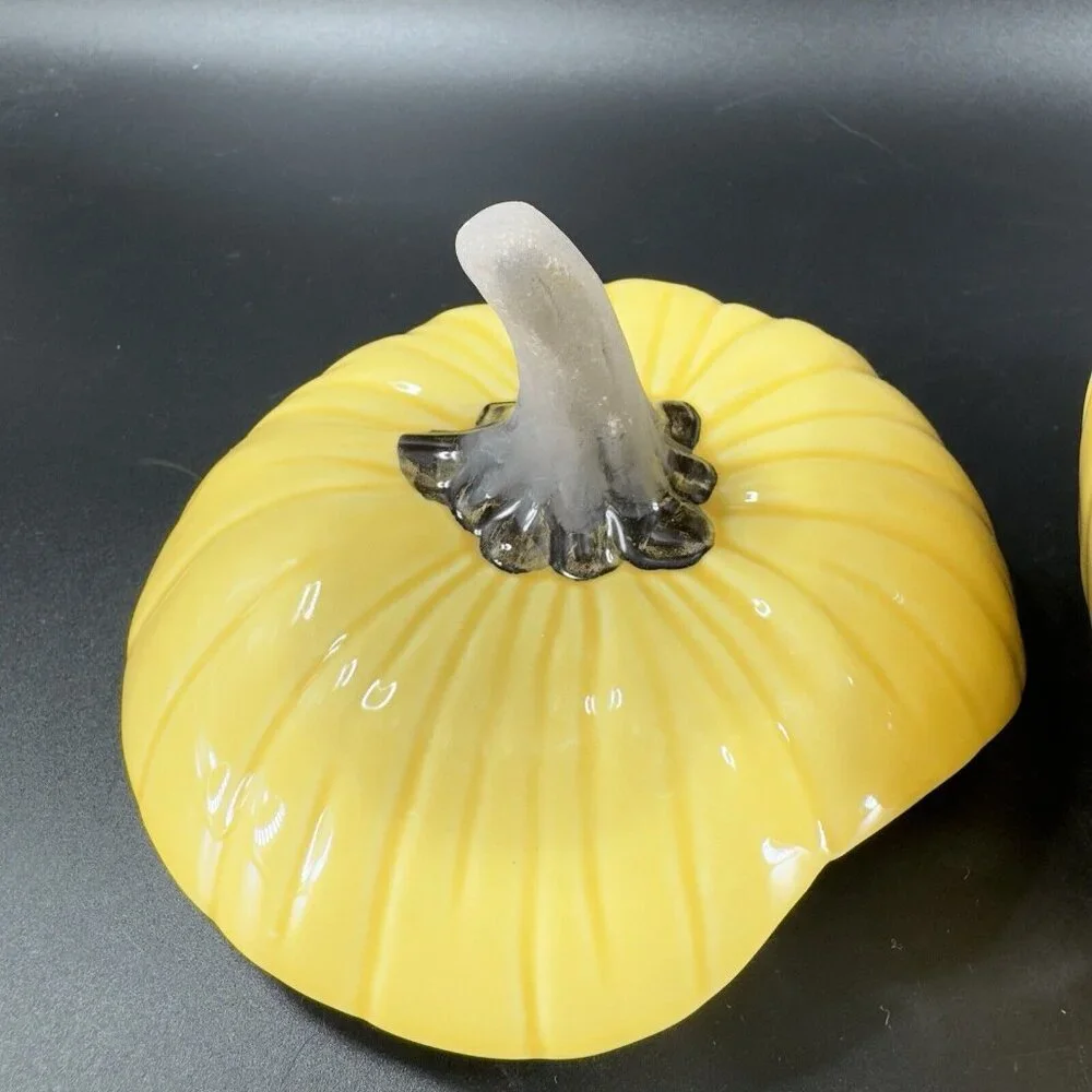 Crate & Barrel B Eigen Harvest‎ Yellow Pumpkin Squash Ceramic Bowl Canister Jar